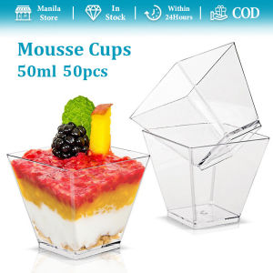 50Pcs Disposable Dessert Cup Transparent 50ml Wedding Party Plastic Appetizer Cup Mousse Cups