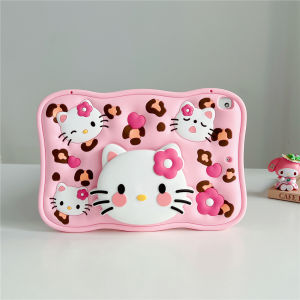 For Apple iPad 10th 9th 8th 7th 10.9"10.2" 5th 6th Air Pro 5th 4th 3rd 9.7" 10.9" 10.5" 11.0" Mini 2020 2021 2022 Kids Tablet Silicone Contraction Bracket Cute Leopard Kitty Cat Case Cover