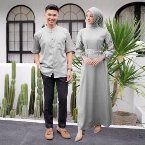 Inara Set Couple Gamis Koko Simple Kekinian Obi Belt Mutiara Polos Silky By Demore