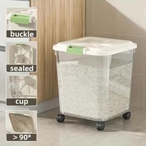 【Movable】25Kg Rice dispenser rice  storage with cup Food storage conner Insect prevention