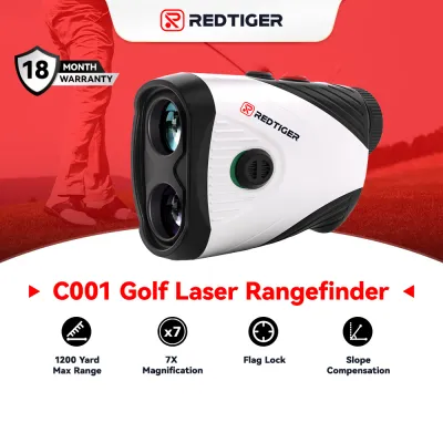 เครื่องหาระยะสำหรับการเล่นกอล์ฟ REDTIGER ที่มีความลาดเอียงเลเซอร์อุปกรณ์หาพิกัดกอล์ฟ1200หลาการขยาย7X การสั่นสะเทือนในการล็อคเสาธงอุปกรณ์หาพิกัดแบบชาร์จไฟได้พร้อมแถบแม่เหล็ก