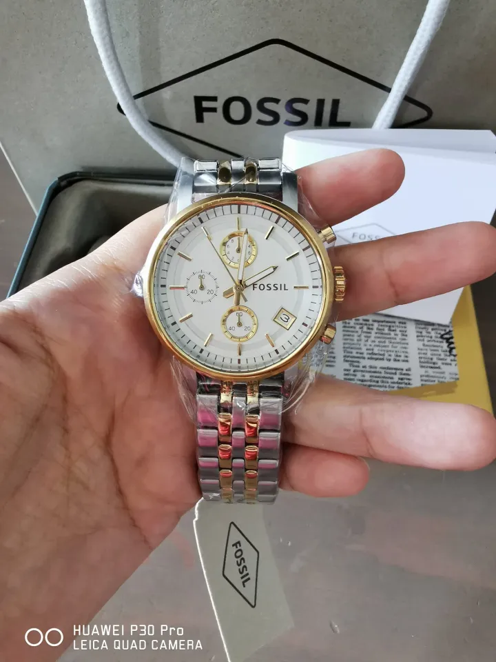 Real Photo Original Fossil Women s Boyfriend Chronograph Watch ES3746 Two Tone Jam Tangan Wanita Lazada