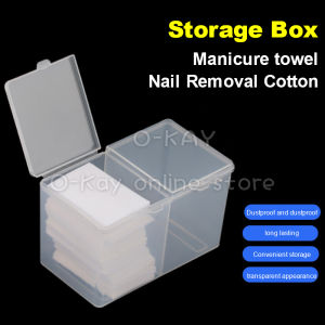 O-KAY 2 Compartment Transparent Nail Makeup Remover Storage Box Nail Tool Makeup Remover Cotton Pad Cotton Swab Storage Box Glitter Storage Box