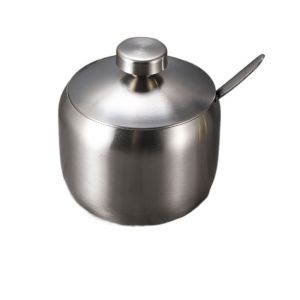 GAOSU Stainless Steel Sugar Bowl with Spoon Lid Gold Silver Seasoning Pot Useful Large Capacity Small Condiment Container Salt