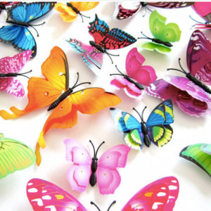 24 Pieces 3D Butterfly Stickers Vivid Design DIY House Wall Decoration Windows Mirror Girls Room Decor Baby Nursery Decorative Art Decals Wall Stickers Double Wings By Lisdripe