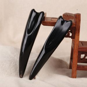 DFVDS Handhold Massage Scraping Bar Large Natural Meridian Acupressure Pen Gua Sha Board Nose Scraping Tool Black Buffalo Horn Massage Stick SPA