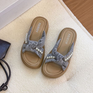 [Free Shipping] Chinese-Style Thick-Soled 2026 New WomenS Summer Fashion Sandals Casual Beaded Versatile Outdoor Slippers Chinese-Style Flip-Flops