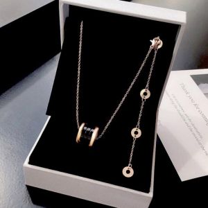 GL 18K rose gold titanium steel Circle personality tassel ring Necklace N8093