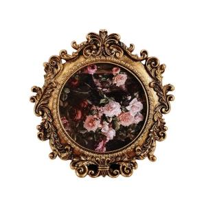 Vintage Ornate Resins Round Photo Frame With Intricate Design For Wall Hanging or Desktop Display Home Decors Gift