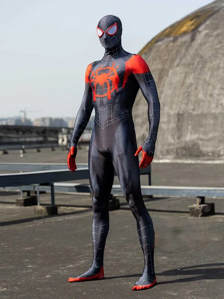 Miles Morales Spiderman Costume Mask Spider Man Miles Morales Cosplay  Jumpsuit Bodysuit Halloween Costumes for Aldult