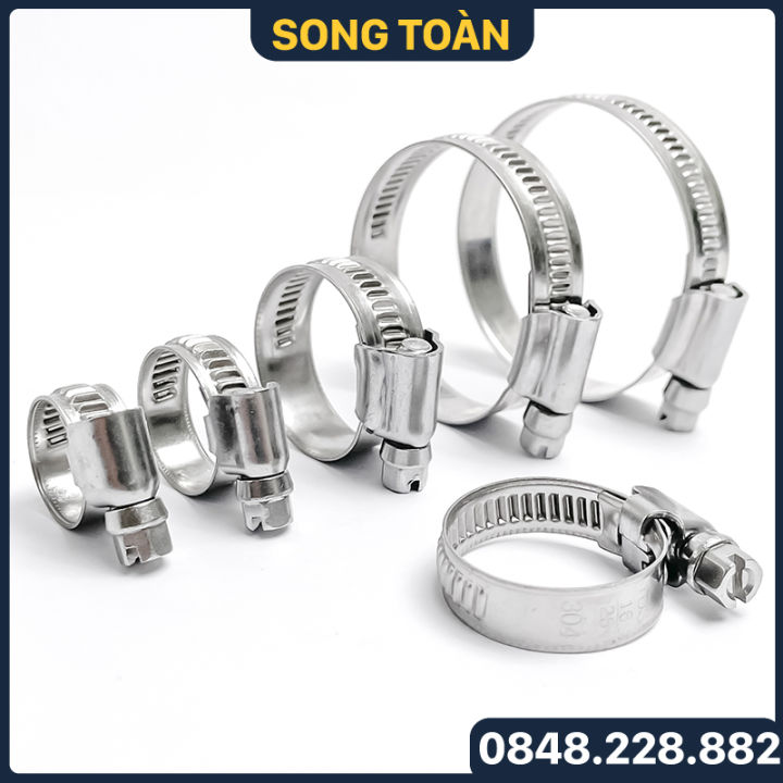Cổ Dê Vặn Vít Inox 304 Gân Nổi, Quai Nhê Đai Siết Ống Mềm Inox 304 YDS ...