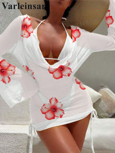 With Long Sleeve Cover Up Floral Bikini Female Swimsuit Women Swimwear Three-pieces Bikini set Bather Bathing Suit Swim V6742