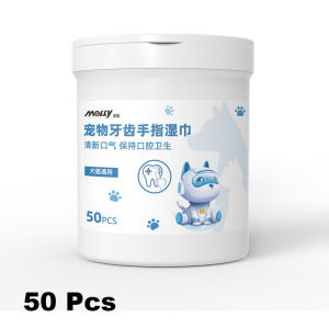 HamshMoc Pet Teeth Finger Wipe Dental Pad Bump Mild Wipe Disposable Mitt Cat Dog Breath Clean Oral Towel 50PCS