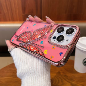 KISSCASE Luxury Plating 3D Butterfly Painted Phone Case For iphone 15 14 13 12 Pro Max INS Style All-inclusive Soft TPU Anti-fall Shockproof Back Cover For iphone 15 14 13 12