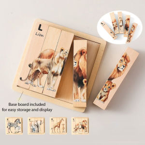 Wooden animal 4 in 1 baby puzzle. Baby Gift. Young Toddler Gift. Cognitive Thinking skill development