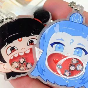 Nezha 2 The Demon Children Make Waves in The Sea Peripheral Nezha Figure Ao Bing Keychain Kawaii Schoolbag Pendant Kids Gifts