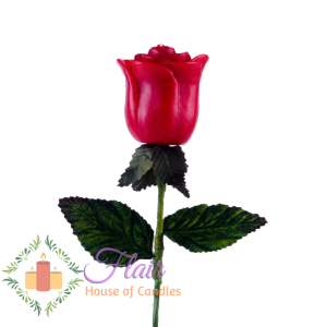 Flair Scented Red Rose Candle with Plastic Stem and Leaves (5.7cm tall) 1piece only