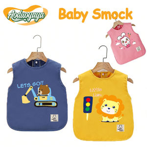 Aoduoyaya Baby Smock Summer Thin Breathable Waterproof Sleeveless Vest Style Childrens Eating Bib Baby Reverse Dressing Apron