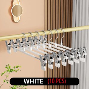 EUNICE Stainless Steel Trouser Hanger With Adjustable Non-slip Clip Wardrobe Clothes Storage Seamless Pants Hanger 10/30/50Pcs不锈钢衣架