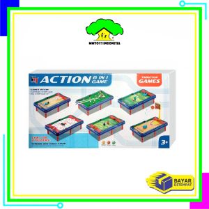 MI-M54 Mainan Anak Laki Laki Game Meja Billiard Multifungsi 6in1 Bola Kaki Bowling Bola Basket Golf