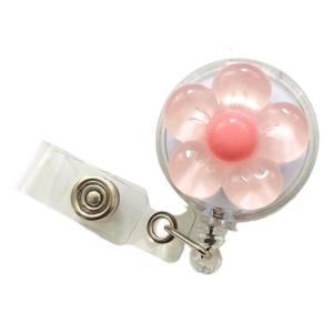 Retractable Holder with Metal Pocket Clip Flower ABS Holder for Student Teacher Doctor Nurse Holder