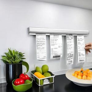 （50cm）ไม่ต้องเจาะรู ที่หนีบออเดอร์ รางบัตร ที่เสียบกระดาษร้านอาหาร ที่เสียบบิล ที่หนีบบิลอลูมิเนียม รางเสียบบิล ราวหนีบออเดอร์ เสียบออเดอร์