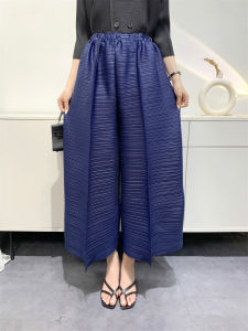 K-778# One Size (45-75kg) Summer Horizontal Pleated Pants WomenS Cropped Pants Loose Straight High Waist Versatile Slimming