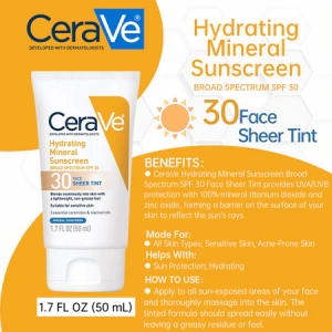 CeraVe Tinted Sunscreen with SPF30 | Hydrating Mineral S unscreen WithZinc Oxide Variation: 50ml/pcs