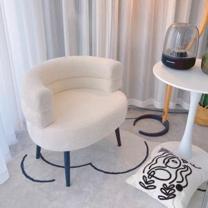 [Ready Stock] Lamb Velvet Chair Dressing Chair Couch Living Room Chair White Chair Modern Furniture Armhair Loungers Chair Home Relaxing Chair Vanity Chair Dressing Chair Bobohouse