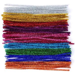 100PCS Colorful Chenille Stem Twisted Rod Wool Root Fluffy Bar Iron Wire DIY Handcraft Twisting Bar Decorations