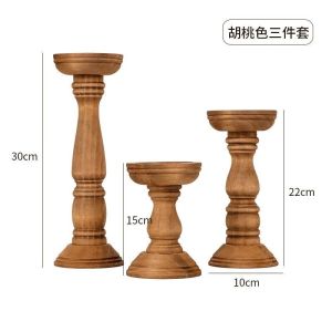 Sacesr New Style Retro Wooden Candle Holder 3-piece Set Candle Container Desktop Decoration Home Decor Wedding Candle Holder Q9Z6P