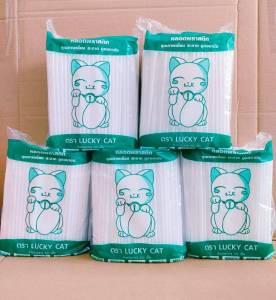 (ชุดละ 5 แพค) หลอดงอ หลอดดูดน้ำพลาสติก 8 mm. ยี่ห้อLUCKY CAT และ ปลาคาร์ฟ แพคละ 250 เส้น