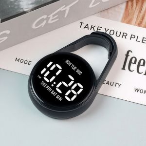 FEELDG Màn hình kỹ thuật số Đồng hồ treo điện tử Di động Đèn LED Đồng hồ bỏ túi Sáng tạo Dụng cụ móc khóa Đồng hồ bỏ túi phát sáng Trẻ em/Người lớn