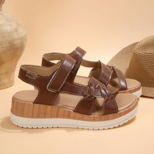 [Free Shipping] Plus-Size Platform Sandals Flat Sandals 2026 Summer New Collection WomenS Wedge Sandals With Velcro Straps
