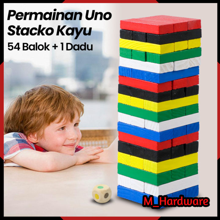 Permainan Balok Susun Kayu 54 edukasi dengan Dadu WT48 Multi - Main Image
