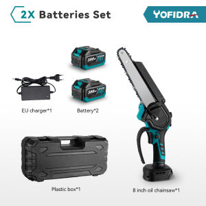 （free gift）Brushless 8 Inch Mini Electric Chainsaw with Box Portable Battery Chainsaw Rechargeable Garden Pruning Power Tool for Makita 18V Battery