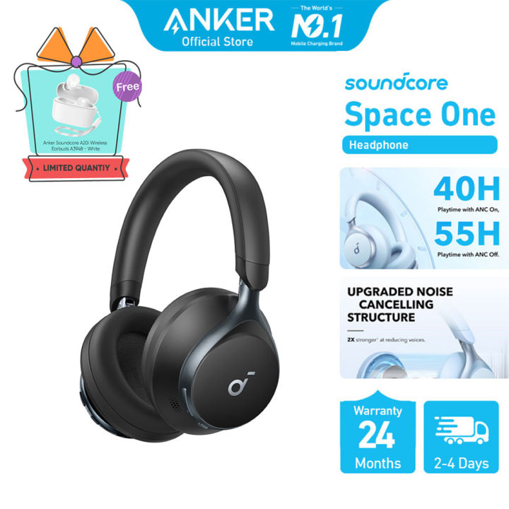 [FREE Soundcore A20i Earbuds] Anker Soundcore Space One Bluetooth  Headphones A3035 Noise Cancelling Hi-Res Audio