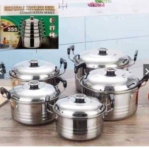 High Grade 5pcs Stainless Steel Cookware Set Cooking Pot-TRENDSETTER MARKETING