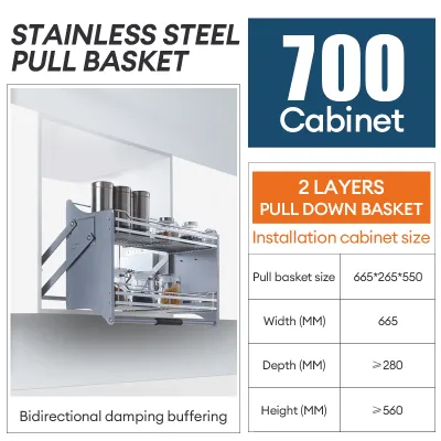 DEG 304 Stainless Steel Pull Down Dish Rack Kitchen Pull Out Rack Kitchen Cabinet Pull Down Basket