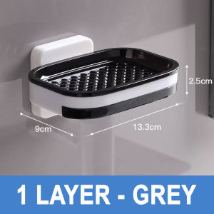 LOVIDA MALAYSIA 1/2 Layer Wall Mounted Soap Holder Home Bathroom Kitchen Soap Drain Box Shower Soap Rack Storage Holder Bekas Sabun 肥皂盒