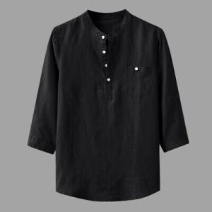ERZY.ID Baju Kemeja Koko Umar Kurta Muslim Pria Dewasa Qurta Exclusive Lengan 3/4 Kurta pakistan motif Polos Terbaru