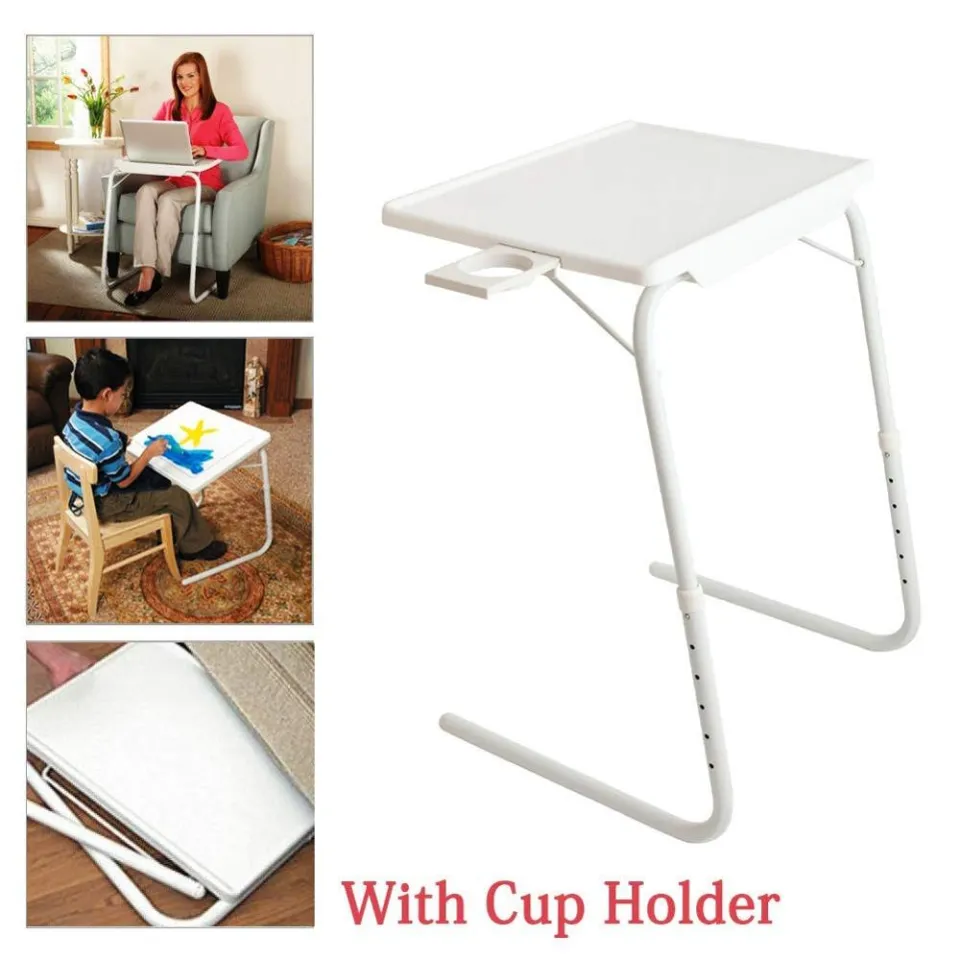 Adjustable TV Tray Table - TV Dinner Tray on Bed & Sofa, Comfortable  Folding Table with 6 Height & 3 Tilt Angle Adjustments, Laptop Table with
