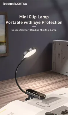 Baseus Book Light USB Led Rechargeable Mini Clip-On Desk Lamp Light Flexible Nightlight Reading Lamp