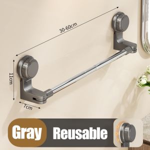 Towel Rack Wall Mounted Bathroom Towel Hanger Suction Towel Bar Adjustable Hand Towel Hanging Rack No Drill