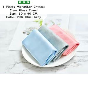3 Pieces Set Microfiber Crystal Clear Glass Towel (Size: 30x40cm)