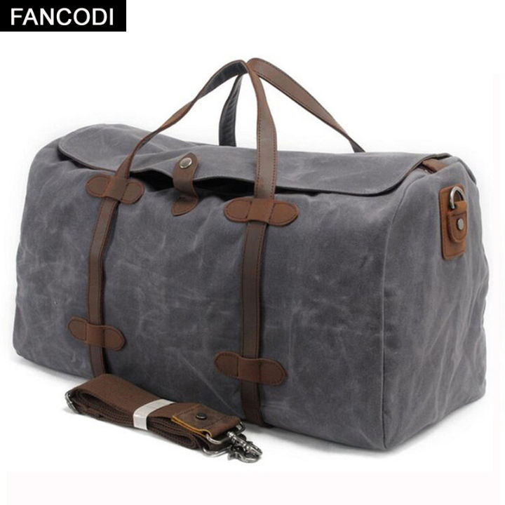 FANCODI Vintage Wax Canvas Luggage bag Men Travel Bags Carry on Large Men  Duffel Bags Shoulder Weekend Bag Overnight Big Tote Handbag M181 Lazada PH