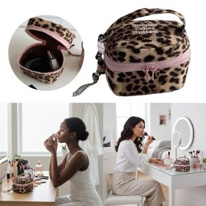 NEXASHOP Handheld Square Storage Box Leopard Print Zipper Design Small Cosmetic Pouch Multi-functional Handbag Women Girls