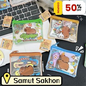 ZEFAN 【การจัดส่งสินค้า 2-3 วัน】กระเป๋าสตางค์ศูนย์ PVC น่ารักเปลี่ยนกระเป๋าเงิน การ์ตูนนักเรียนแบบพกพาเก็บกระเป๋า ปักเป้าปากซองจดหมายสีแดง