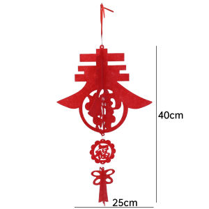 New Year Fortune Spring Festival Pendants with Tassel Non Woven Lucky Lantern Blessings Decorative Flocking Cloth Red Lanterns