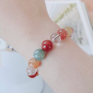 กำไลข้อมือ หินแท้100% Fu Lu Shou Rutilated Quartz ควอตซ์ไหมฮก ลก ซิ่ว ขนาด 10 มิล หินนำโชค